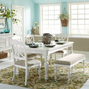 Liberty Furniture 607-CD-6RTS Summer House - 6 Piece Rectangular Table Set - Oyster White