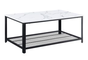 ACME 83965 Taurus - Coffee Table - White Printed Faux Marble & Black Finish