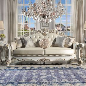 ACME LV01324 Vendome - Sofa With 5 Pillows - Champagne Synthetic Leather & Antique Pearl
