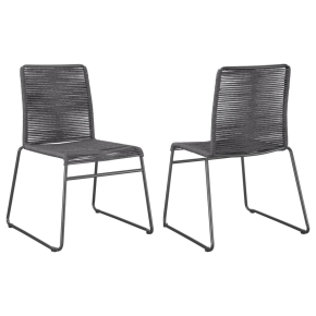 CoasterEssence 192062 Jerome - Woven Rope Stackable Side Chair (Set of 2) - Charcoal