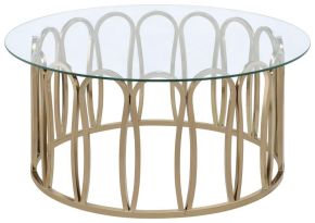 CoasterEssence 708058 Monett - Round Glass Top Coffee Table - Chocolate Chrome