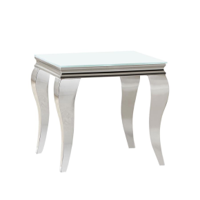 CoasterEssence 707767 Carone - Square End Table - White And Chrome
