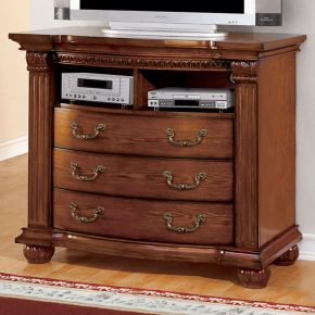 Furniture of America CM7738TV-DR Bellagrand - Media Chest - Antique Tobacco Oak