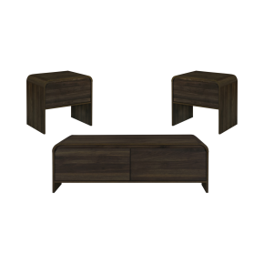 New Classic 19-3518W-3P Mara - 3 Piece Cocktail Table & 2 End Tables - Walnut