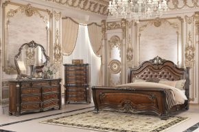 New Classic 00-2477-24C Bella Notte - 6/0 Western King 4 Piece Set (Padded Sleigh Bed, Dresser, Mirror, Chest) - Cherry