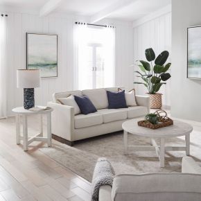 Liberty Furniture 142-OT-O3PCS Backroads - 3 Piece Table Set (Round Cocktail Table & 2 Round End Tables) - Parchment Brown & Weathered White