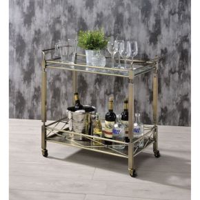 ACME 98350 Matiesen - Serving Cart - Antique Gold & Clear Glass