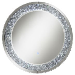 CoasterEssence 961428 Lixue - Round Wall Mirror LED Lighting - Silver