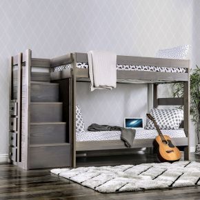 Furniture of America AM-BK102GY-BED-SLAT Ampelios - Bunk Bed With 2 Slat Kits - Gray