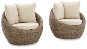 Signature Design by Ashley® P505-821 Danson - Swivel Lounge w/Cushion (Set of 2) - Beige