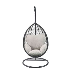 ACME 45030 Simona - Hanging Chair - Beige Fabric & Black Wicker