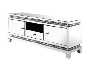 ACME 91835 Lotus - TV Stand - Mirrored, Faux Ice Cube Crystals