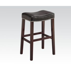 ACME 96294 Lewis - Bar Stool (Set of 2) - Black PU & Espresso