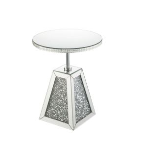 ACME 97702 Noralie - 20" Accent Table - Mirrored & Faux Diamonds