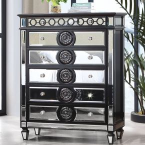 ACME BD00588 Varian II - Chest - Mirrored, Black & Sliver