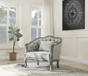 ACME LV01163 Samael - Chair - Gray Linen & Gray Oak Finish