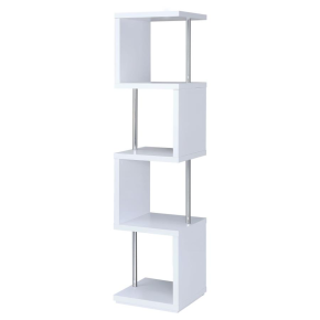 CoasterEveryday 801418 Baxter - 4-Shelf Bookshelf - White And Chrome
