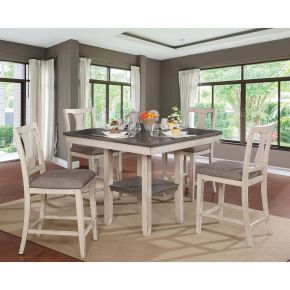 Furniture of America CM3752PT-5PK Ann - 5 Piece Counter Height Table Set - Antique White / Gray