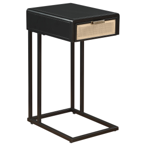 Coaster Fine Furniture 931631 Amherst - 1-Drawer Radio Weave Cane Metal Side Table - Black