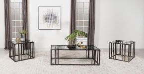 Coaster Fine Furniture 708358-S3 Adri - 3 Piece Coffee And End Table Set - Black Nickel