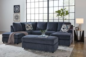 Signature Design by Ashley® 95302/16/03/08 Albar Place - 3 Pc. - 2-Piece Sectional With Raf Sofa Chaise, Ottoman - Cobalt