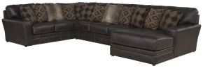 Jackson 4378/62/76/30-09 Jackson 4378/62/76/30-09 Denali - 3 Piece Italian Leather Match Sectional With RSF Chaise And 12 Included Accent Pillows - Chocolate