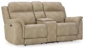 Signature Design by Ashley® 5930218 Next-Gen Durapella - Power Reclining Loveseat With Console/Headrest - Sand