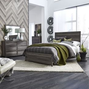 Liberty Furniture 686-BR-KPBDMC Tanners Creek - 4 Piece Bedroom Set (King Panel Bed, Dresser & Mirror, Chest) - Dark Gray