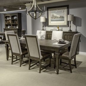 Liberty Furniture 297-DR-O7RLS Paradise Valley - 7 Piece Rectangular Table Set (Upholstered Side Chairs) - Dark Brown