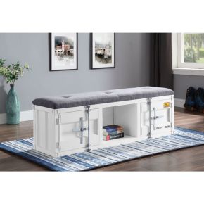 ACME 35912 ACME 35912 Cargo - Bench With Storage - Gray Fabric & White