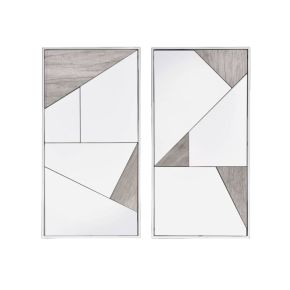 ACME 97455 Chafik - Accent Mirror (Set of 2) - Mirrored, Natural Oak & Chrome