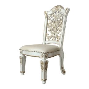 ACME DN01347 Vendome - 48" Side Chair (Set of 2) - Synthetic Leather & Antique Pearl