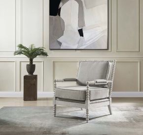 ACME AC01164 Saraid - Accent Chair - Gray Linen & Light Oak Finish