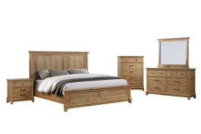 New Classic 00-B3907-25C Sunstone - 6/0 Western King 5 Piece Bedroom Set (Bed, Dresser, Mirror, Chest, Nightstand) - Natural