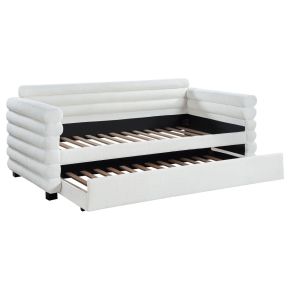 CoasterEveryday 300716 Patricia - Boucle Upholstered Twin Day Bed With Trundle - White