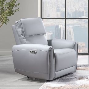 ACME LV03337 Jeromie - Power Motion Recliner With USB Port - Gray Synthetic Leather
