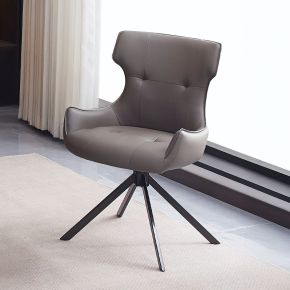 ACME DN03736 Damita - Camel Synthetic Leather Side Chair With Swivel (Set of 2) - Gray & Black Finsh