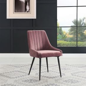 ACME 74012 Riley - Side Chair (Set of 2) - Pink Fabric & Black