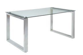 ACME 74015 Abraham - Dining Table - Clear Glass & Chrome Finish
