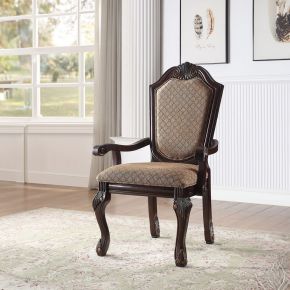 ACME 64078A Chateau De Ville - Arm Chair (Set of 2) - Fabric & Espresso