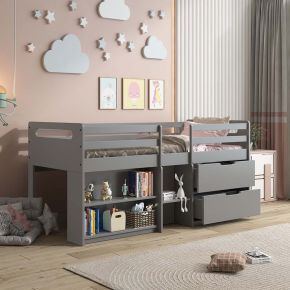 ACME BD01375 Fabiana - Twin Loft Bed With Storage - Gray