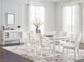 Signature Design by Ashley® D822/35/01(3)/60 Chalanna - 8 Pc. - Rectangular Dining Room Extension Table, 6 Side Chairs, Server - White