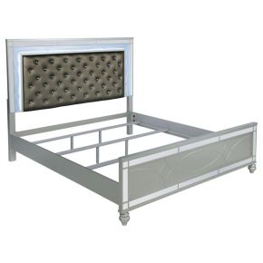 CoasterEssence 223211KE Gunnison - Wood Eastern King LED Panel Bed - Silver Metallic