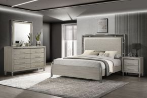 New Classic 00-B1248-14N Lennox - 6/6 King 4 Piece Bedroom Set (Bed, Dresser, Mirror, Nightstand) - Gray / Silver