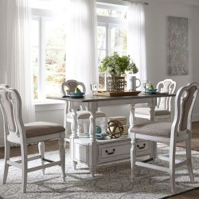 Liberty Furniture 244-DR-5GTS Magnolia Manor - 5 Piece Gathering Table Set - Upholstered Chairs - White