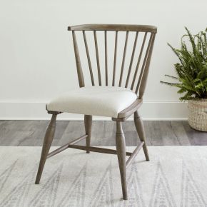 Liberty Furniture 615-C1001S Americana Farmhouse - Upholstered Seat Windsor Chair - Dusty Taupe