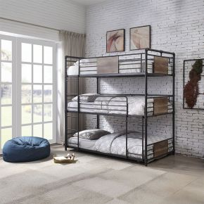 ACME 37820 Brantley - Triple Twin Bunk Bed - Sandy Black & Dark Bronze Hand-Brushed