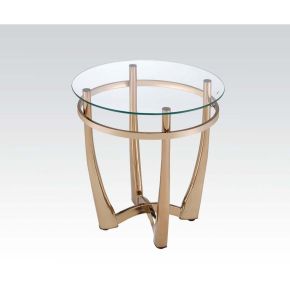 ACME 81612 Orlando II - End Table - Champagne & Clear Glass