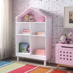 ACME 92223 Doll - Cottage Bookshelf - White & Pink - 56"