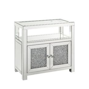 ACME 97953 Noralie - Cabinet - Clear Glass, Mirroed & Faux Diamonds
